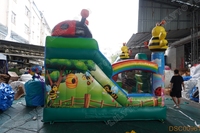 Château gonflable à thème abeille avec toboggan, design de dessin animé pour les enfants, pour les fêtes en plein air, les aires de jeux, usage commercial