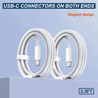 Câble tressé USB C à C 3 pieds-60W Chargeur rapide de type C, cordon d'alimentation tissé USB à C pour iPhone 16 Pro /MacBook/iPad/Samsung
