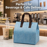 Sac isotherme jetable en non-tissé avec feuille d'aluminium pour boissons et thé au lait, sacs de livraison à emporter, vente en gros en stock