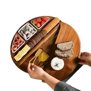 Ensemble de planches à fromage en bois avec couteaux et fourchettes pour pique-niques et collations, design portable - Product Image 2