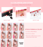 Pas de logo Maquillage basse quantité minimale de commande Vegan rose Cheek Blush Stick hydratant Shimmer Matte cream blush