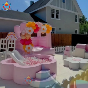 2026 Pink WINWAYTOYS Commercial Indoor Inflatable Soft Play Set Wooden PVC/PP <b>Ball</b> <b>Pit</b> Climber Tunnel Slide Hot Sale Amusement - Product Image 3