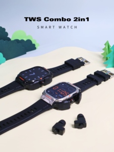 สมาร์ทวอทช์กีฬาคุณภาพสูง 2 in 1 รองรับ NFC หน้าจอ 2.01 นิ้ว วัดอัตราการเต้นของหัวใจ ฟิตเนส โทรผ่านบลูทูธ <span class=keywords><strong>T55</strong></span> นาฬิกาสมาร์ทวอทช์พร้อมหูฟัง - Product Image 2