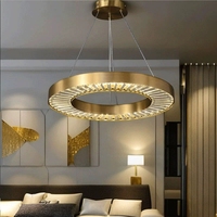Lustre en cristal élégant et luxueux, lampe suspendue ronde postmoderne pour chambre à coucher, restaurant et salle d'exposition de villa