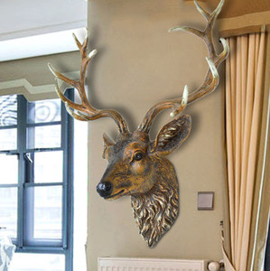 Statuette <span class=keywords><strong>de</strong></span> tête <span class=keywords><strong>de</strong></span> <span class=keywords><strong>cerf</strong></span> en résine, artisanat personnalisé, modèle vintage, décoration <span class=keywords><strong>de</strong></span> maison, statue murale suspendue, vente en gros - Product Image 4