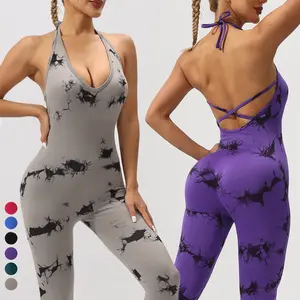 ชุดจั๊มสูทออกกำลังกายแบบไร้รอยต่อ ลายมัดย้อม กระชับสะโพก เหมาะสำหรับฟิตเนส เล่นโยคะ และออกกำลังกาย สำหรับผู้หญิง - Product Image 1