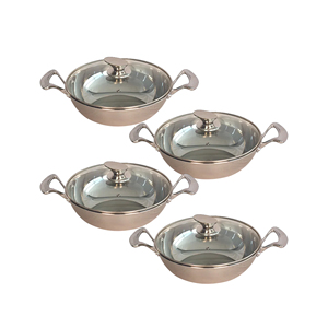 Vente chaude Multicolore Casseroles Et Casseroles Cuisine Ustensiles De Cuisine Marmite Ensembles En Acier Inoxydable Trois Couches Wok Pan Avec Couvercle En Verre-26 cm - Product Image 4