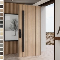 Porte d'entrée en bois massif de style américain moderne BASEN, anti-effraction, serrure multipoints, garantie 5 ans, extérieur, hôtel, appartement