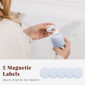 Nuevos Envases de Viaje para Artículos de Aseo [Ultra Resistentes a Fugas] Aprobados por la TSA, Frascos Rígidos de PLA con 5 Etiquetas Magnéticas, Azul, Paquete de 3 - Product Image 5