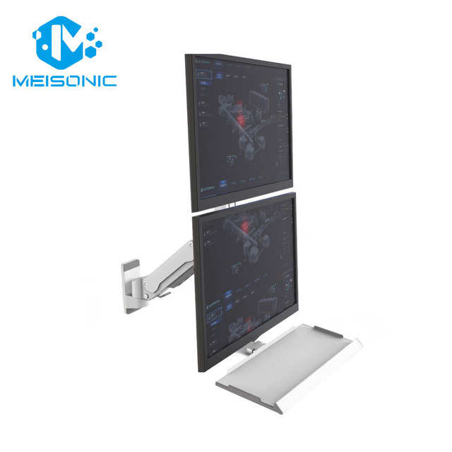Meisonic Industrial Workstation Dual Monitor Stand Aluminum Alloy Adjustable Spring Mount Vesa Bracket Heat Resistant PC Arm