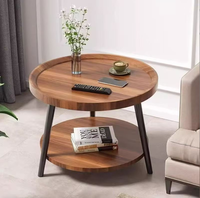 Meuble de rangement multifonctionnel moderne et minimaliste pour salon, table basse circulaire en fer et bois sur pied