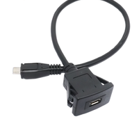 Câble d'extension micro USB carré à montage sur panneau, micro 5 broches mâle vers femelle, câble USB encastré pour système multimédia automobile