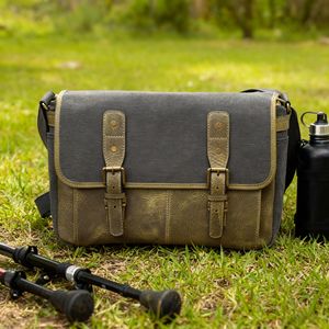 Производитель OEM/ODM холст + натуральная кожа сумка для камеры в винтажном стиле мужская кожаная сумка-портфель прочная сумка-мессенджер для путешествий - Product Image 4