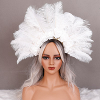 Diadema de Plumas al por Mayor con Rosas para Carnaval, Mardi Gras, Disfraces, Corona para Mujer, Fiesta de Disfraces
