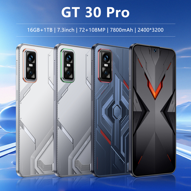 Factory Price GT 30 Pro 5G Smartphone 7.3" Incell Display 72+108MP Camera Unlocked Cell Phone