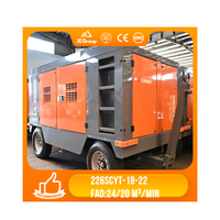 Compresseur d'air portable haute pression lubrifié au diesel 226SCYT-18-22 avec moteur pour plateformes de forage de puits d'eau minières