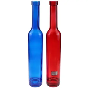 Bas prix et QUANTITÉ MINIMALE DE COMMANDE en forme de Goutte bleu cobalt esprit bouteille en verre fruits vin bouteille mince bouteille de boisson