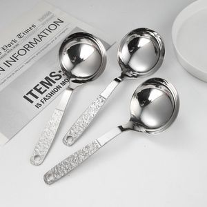 Hammered Stainless Steel Large Soup Spoon Thickened Round Head For Serving Rice Noodles Hot Pot Cooking Tool - Product Image 2