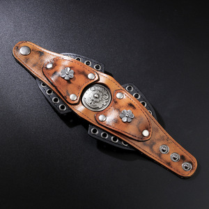 Genuine Leather Belt With Compass Design Punk Vintage <b>Style</b> For Men And Women Irregular Shape Durable Cow Hide Belt - Product Image 3