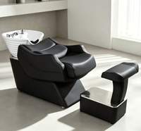 Fauteuil de lavage de cheveux moderne en cuir réglable avec repose-pieds pour lavage professionnel des cheveux en spa
