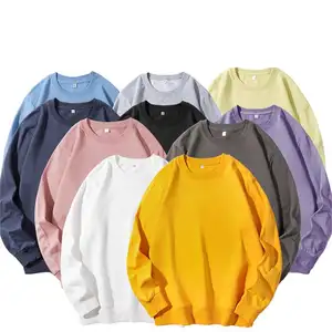 Vente en gros Sweat-shirt unisexe surdimensionné à col ras du cou Sweat-shirt à col rond personnalisé en coton épais Logo imprimé brodé