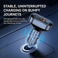 Chargeur de voiture transparent haute puissance 30W PD QC3.0 - Charge rapide pour ordinateur portable, téléphone portable, 3 ports USB-C/USB, charge 3 appareils