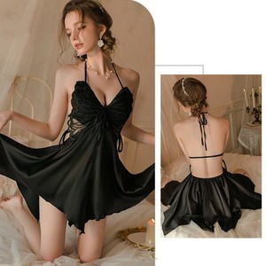 Camicia da Notte da Donna Dream in Raso con Pizzo a Contrasto, Abbigliamento da Notte Femminile - Product Image 3