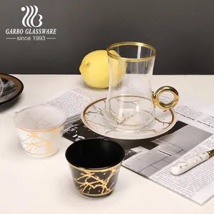 Чайная стеклянная чашка с мраморным принтом, тарелка, индивидуальная наклейка, кофейные стаканы, стаканы, Набор стеклянной посуды, чашки для украшения стола