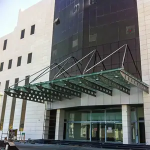 Commercial Outdoor Terrace Awning Mall Entrance Glass Stainless Steel Canopy
