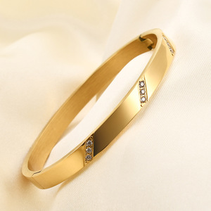 Women's 6Mm 18K Gold Diamond <b>Bracelet</b> Steel Gold Geometric Everyday Wear Jewelry <b>Set</b> Channel Setting - Product Image 4