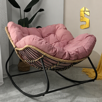 Fauteuil à bascule de luxe en rotin, design moderne, pour extérieur, salon, chambre, restaurant, en fer forgé et tissu cuir