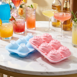 Moule à glaçons sphériques en forme de rose, très populaire, compatible congélateur, pour whisky glacé, à congélation rapide - Product Image 1