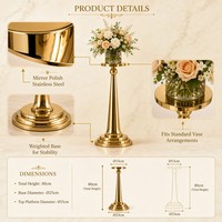 Support de fleurs en acier inoxydable doré de luxe, vase pour centre de table de mariage, décoration florale et pour table d'événements festifs