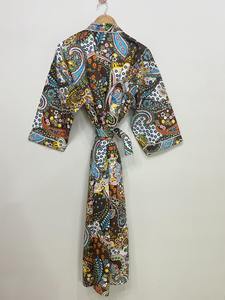 Kimono de Manga Larga 100% Algodón, Digital, Transpirable, Ecológico, Talla Única, Aproximadamente 50 Pulgadas, Silueta Recta, Proveedor de la India - Product Image 2