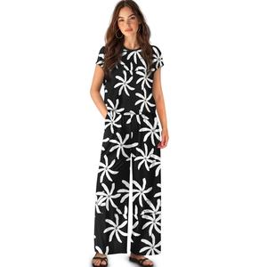 ชุดสูทกางเกงขาบานแขนสั้นพิมพ์ลายดอกไม้สไตล์โบฮีเมียร์ทรงหลวมใส่สบายสำหรับผู้หญิง - Product Image 1