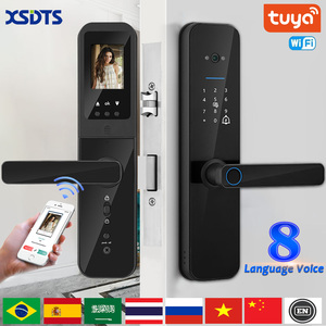 Xsdts <span class=keywords><strong>F8</strong></span> tuya Wifi बायोमेट्रिक स्मार्ट डोर लॉक कैमरा और लकड़ी के दरवाजे के लिए फिंगरप्रिंट - Product Image 2