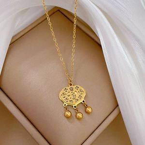 All Titanium Steel Fashion Gilded Temperament Lucky Lock Pendant Necklace Exquisite Jewelry Geometric Chinese Style Necklace - Product Image 3