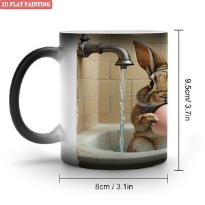 Frosted Black 11oz <b>Ceramic</b> Mug Heat Sensitive Blank <b>Cup</b> For Festival Gift - Product Image 1