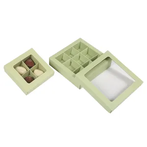 Custom 9PCS Chocolate Gift Box with Window, Pink Rigid Candy Box with Dividers for Party Favors - Product Image 3