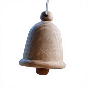 <b>Wooden</b> Hanging Bell Ornament Shape Ceiling Mount <b>Rustic</b> Style Traditional Design Christmas Theme Engraved High Decoration - Product Image 5