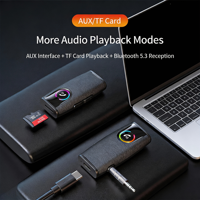 Receptor AUX GR03 BT 5.4 con Conector de 3.5mm Integrado, Reproductor MP3 con Tarjeta TF, Llamadas Manos Libres, Adaptador de Audio Inalámbrico para Altavoz de Coche, 1 Año de Garantía