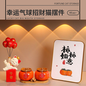 Figura de gato de la suerte de resina con globos, decoración del hogar, regalo para sala de estar, gabinete, artesanía artística, forma de animal - Product Image 3