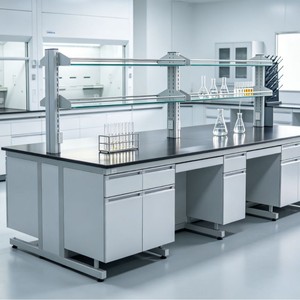 Steel Laboratory Workbench With Epoxy Top <b>6</b> <b>Drawers</b> Industrial Design For School Lab Use - Product Image 1