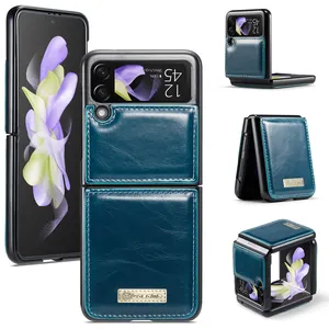 2023 Hot CaseMe Plissado grão PU couro caixa do telefone para Samsung Z Flip4 5G/W23 FLIP caso design de moda