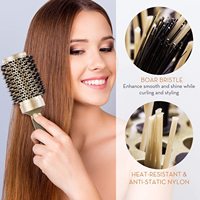 Brosse à cheveux professionnelle ionique pour salon, résistante à la chaleur, technologie nano, manche en caoutchouc, poils en nylon et en soie de sanglier, couleur personnalisable