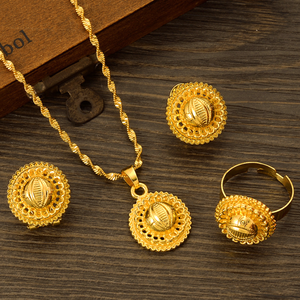 Ethiopian Eritrean Jewelry Set - Bright Gold Plated Bridal Wedding Set With Hair Accessories, African Style - View #9