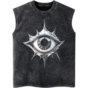 FOXA Débardeur graphique vintage à col rond pour homme, style streetwear décontracté d'été sans manches - Product Image 1