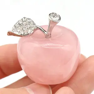 Factory Large Stock Crystal Carving Apple Quartz Different Material Crystal Apple For Christmas Gifts