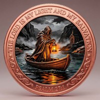 Pièce de monnaie en cuivre pur 999 de 5 oz, Série Énergie Jésus, Croix en relief colorée, Édition de collection UV 3D
