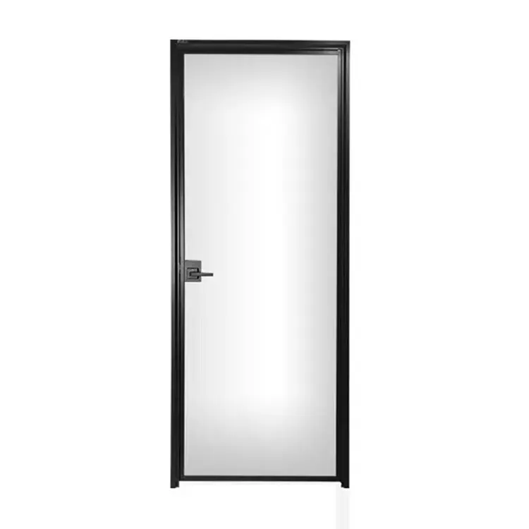 Marco de aluminio interior insonorizado puerta de vidrio oscilante puertas batientes de baño de aluminio modernas